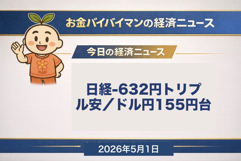 日経-632円トリプル安 JGB10年2.53%で27年ぶり高水準 介入でドル円155円台 米株新高値 2026年5月1日