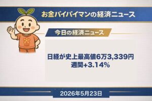 2026年5月18日から22日の週次振り返り 日経は5営業日続落の6万円割れから2日連騰で史上最高値6万3339円 週間プラス3.14% NYダウも最高値圏5万580ドル 来週は5月28日米PCEと国内CPI集中砲火 2026年5月23日 土曜版WEEKLY RECAP